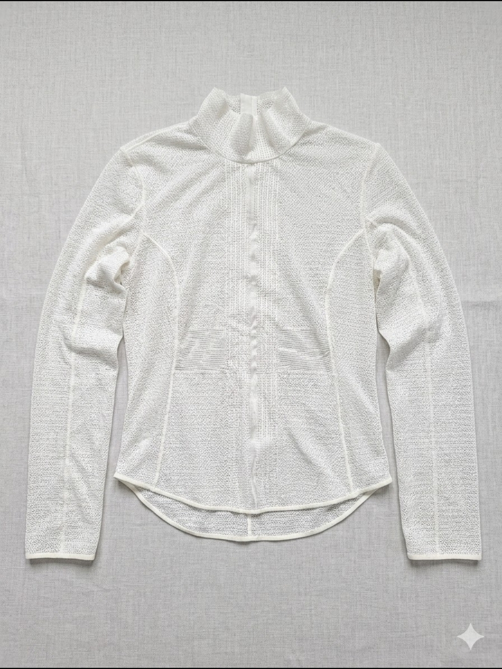 Uniqlo White Textured Mock Neck Long Sleeve Top